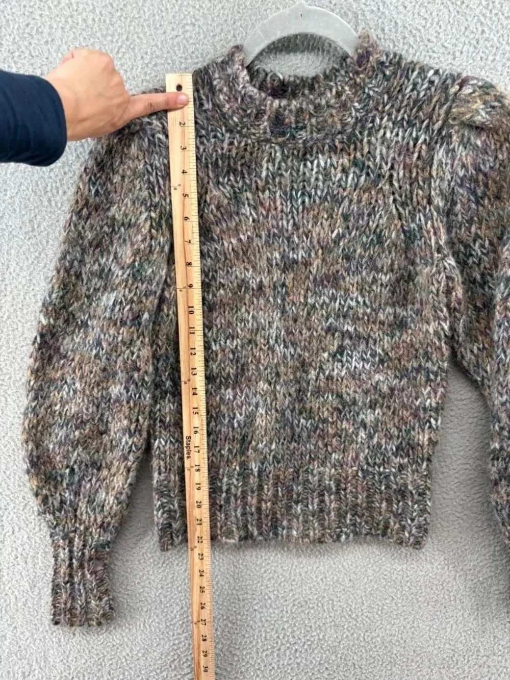 Veronica Beard Chaya Sweater Multi Alpaca Mohair XS Balloon Sleeve